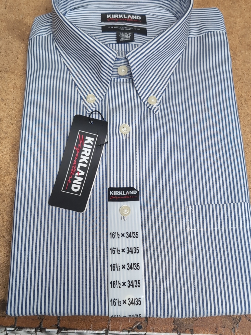 Kirkland Signature Men’s Blue and White Pinstripe Dress Shirt